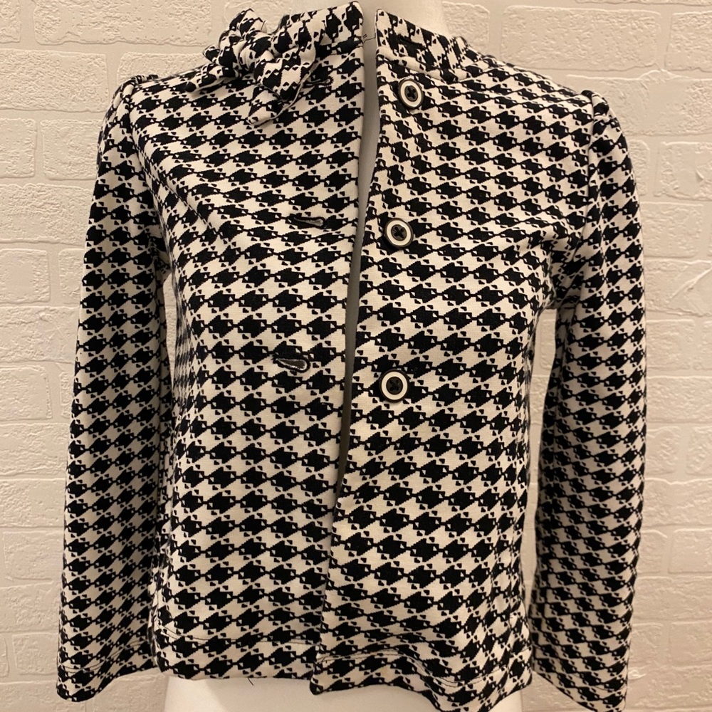 Girls black and white checkered blazer.